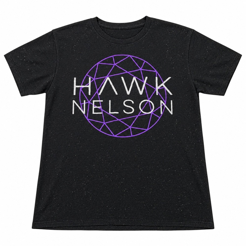 Hawk Nelson Christian Band T-Shirt Mens Black Speckled Graphic Tee Short Sleeve